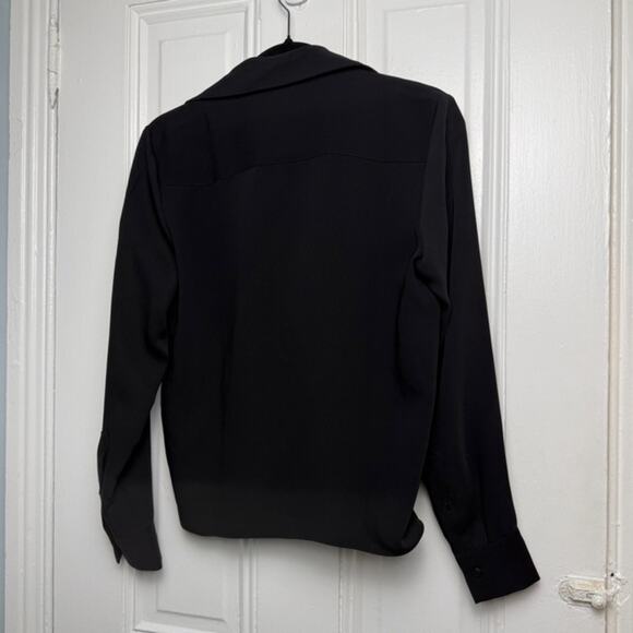 Aritzia Babaton Black Top Womens XS NWT Long Sleeve Flowy Wrap Blouse - Picture 7 of 9